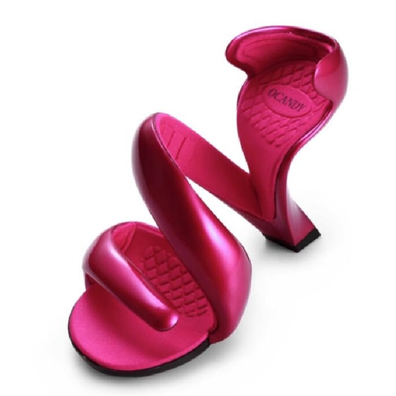 Women Open The Toe Cut Out Strange 9CM High Heels Gladiator Sandals Fashion Sexy Bling Snake Shape Bottomless Shoes