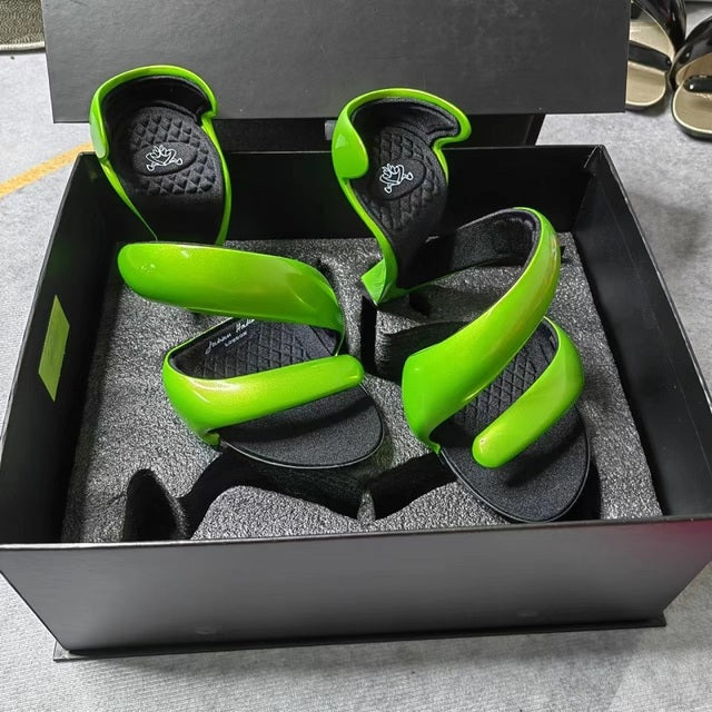 Women Open The Toe Cut Out Strange 9CM High Heels Gladiator Sandals Fashion Sexy Bling Snake Shape Bottomless Shoes