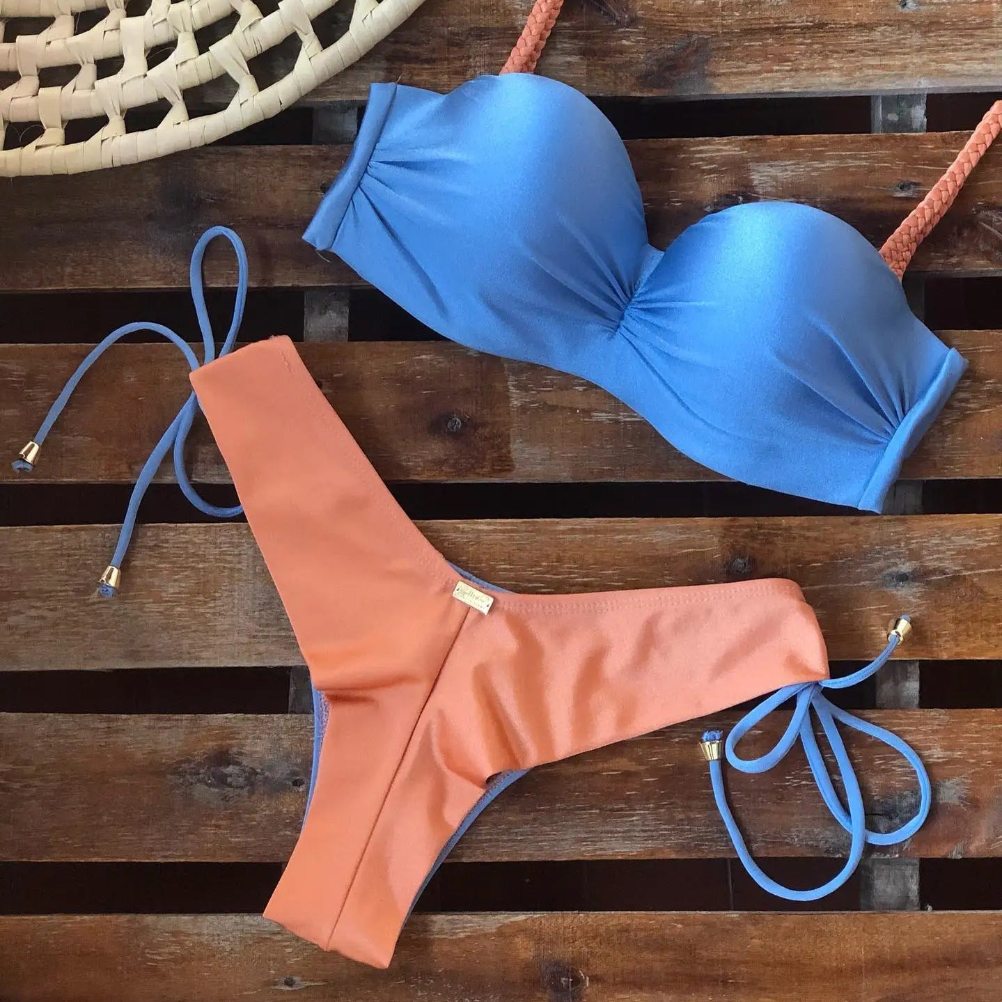 Sexy Bikinis Sets Push Up Women's Swimsuit Tie Side G-String Vintage Solid Swimwear Chest Pad Summer Beachwear Bathing Suit MA24272B1