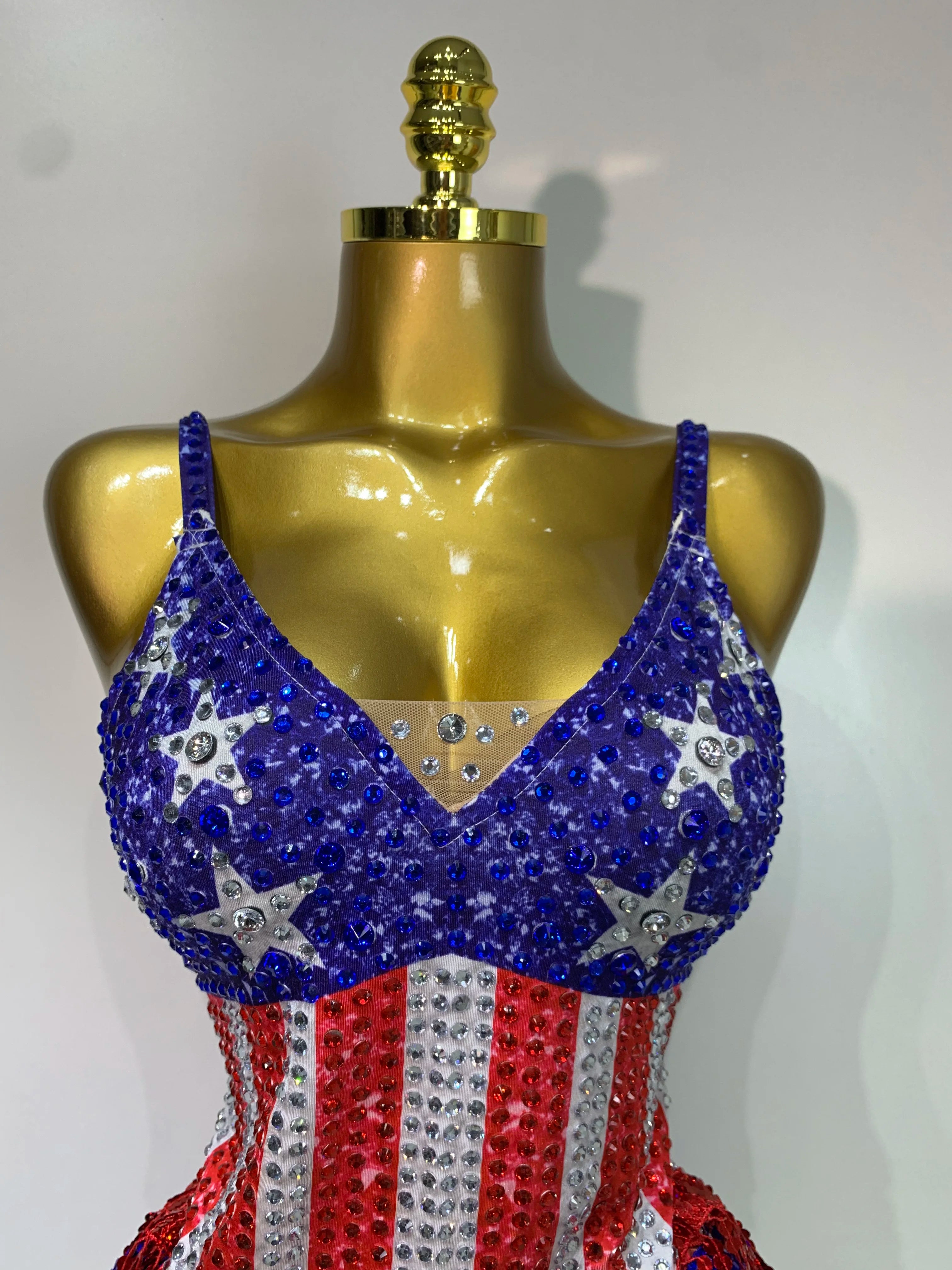 Shiny Rhinestones Tassel Bodysuit Performance Dance Singer Costume Evening Party Nightclub Stage Leotard Cheerleading Outfit