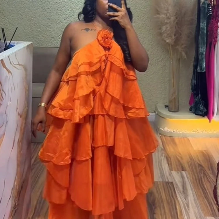 Women Sleeveless Ruffles Loose Ball Gown Smock Strap Maxi Long Sexy Dress 2025 Birthday Vacation Party Dresses Vestidos