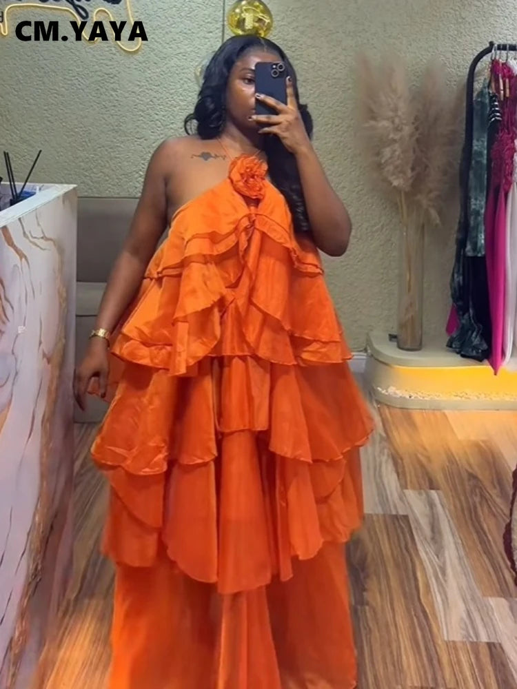 Women Sleeveless Ruffles Loose Ball Gown Smock Strap Maxi Long Sexy Dress 2025 Birthday Vacation Party Dresses Vestidos