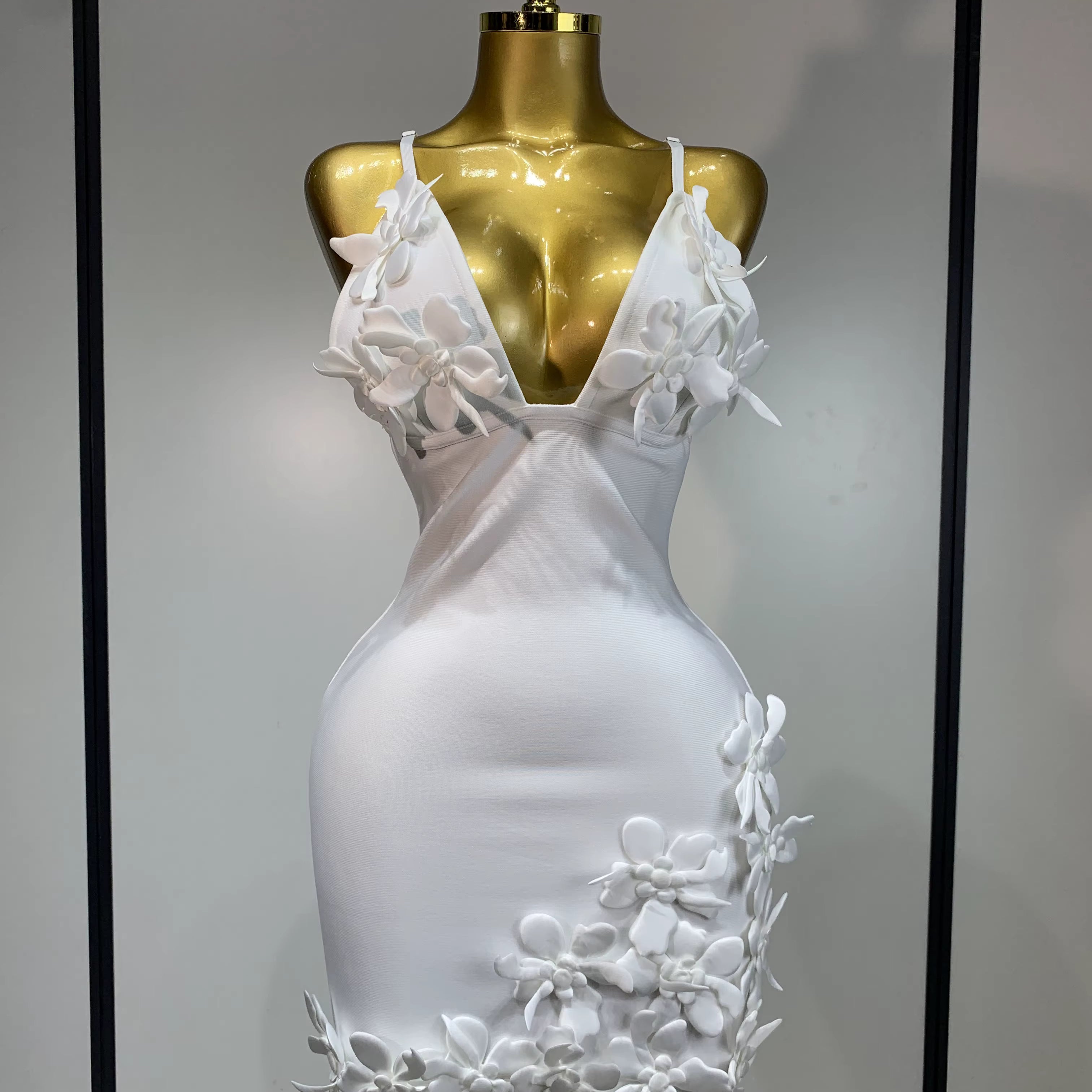 Solid Patchwork Appliques Camisole Dresses For Women Square Collar Sleeveless Backless High Waist Mini Dress