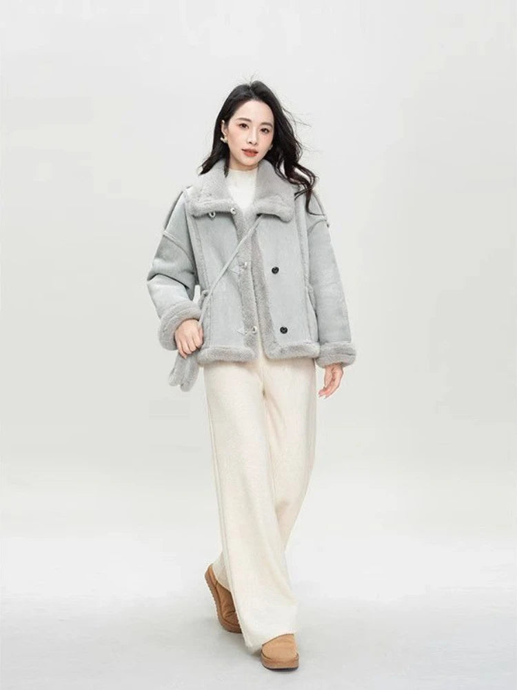 2025 Winter Fashion New Women's Simulated Fur Coat Thickened Imitation Fur Integrated Stand Collar Thickened Warm Coat