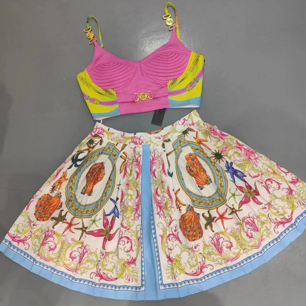 Ladies Fashion Shirt 3D Printing Corset Sexy Suspenders Womens Vest y2k Clothes New Plunge+Bustier 2 Pcs Set 5