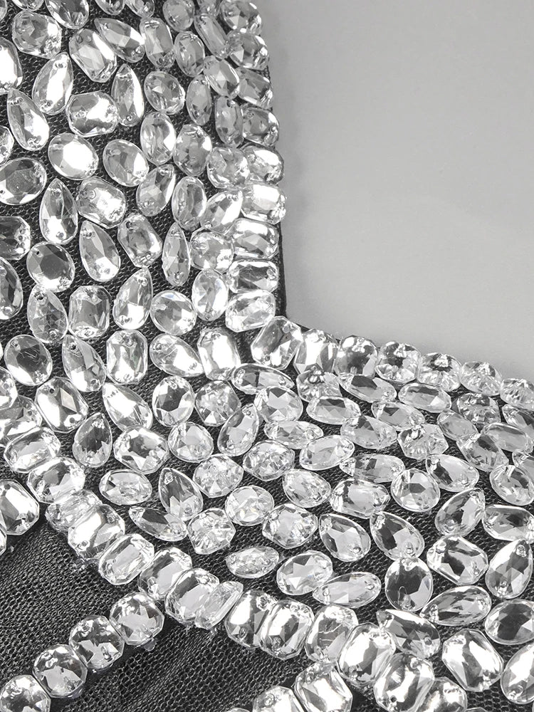 Glimmer Trumpet Black Long Dress for Women Strapless Backless Crystals Velvet Celebrity Cocktail Party Evening Gown Vestidos