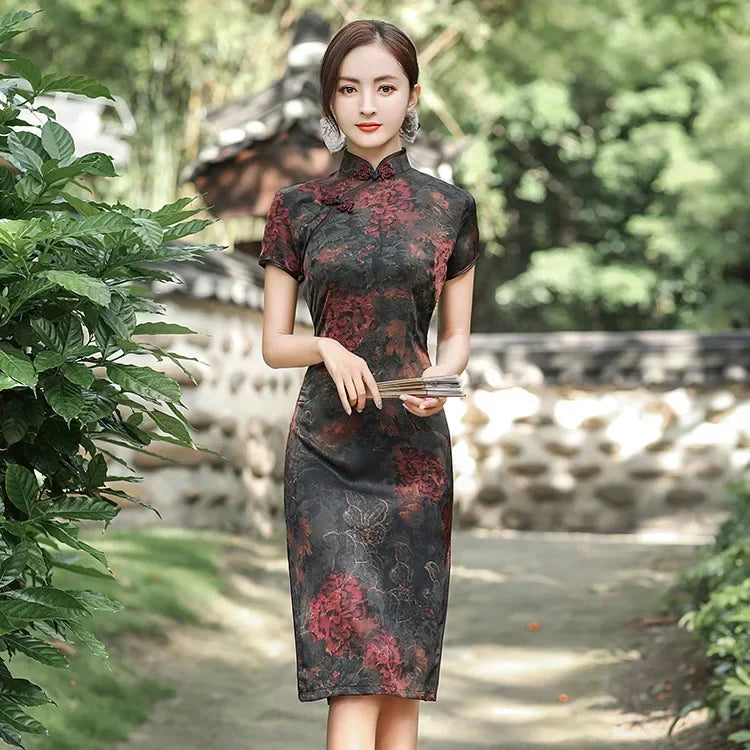 Cheongsam Qipao Fashion Clothes Casual Elegant Ethnic Style Vintage Dress for Women Streetwear Women Clothing Party Chinese DQ3-7