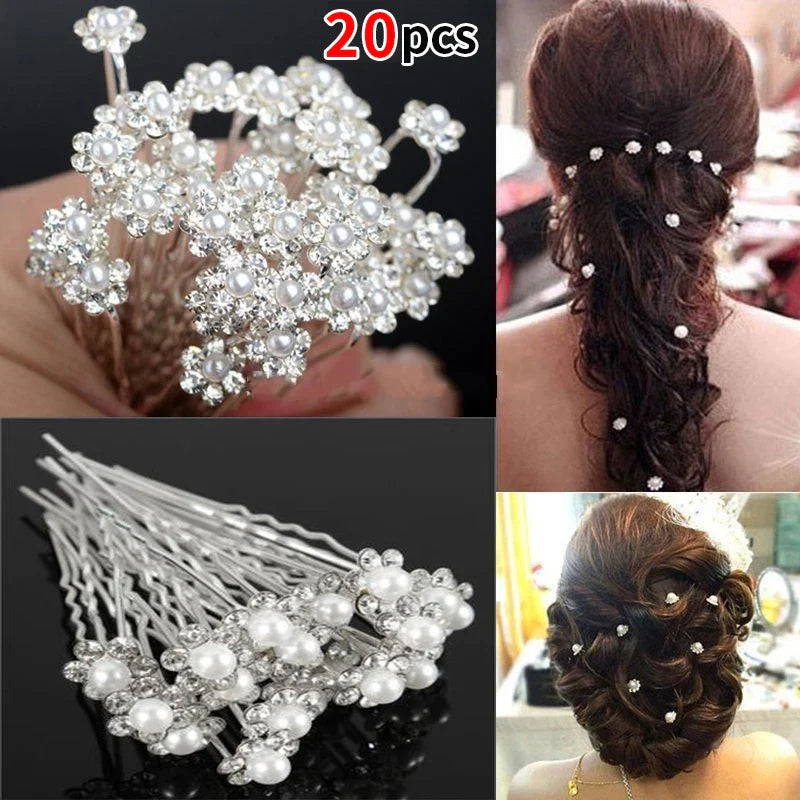 Crystal Pearl Wedding Hair Combs Hair Accessories for Bridal Hair Clips Pin Accessories Jewelry Handmade Women Head Ornaments 20PCS Q16
