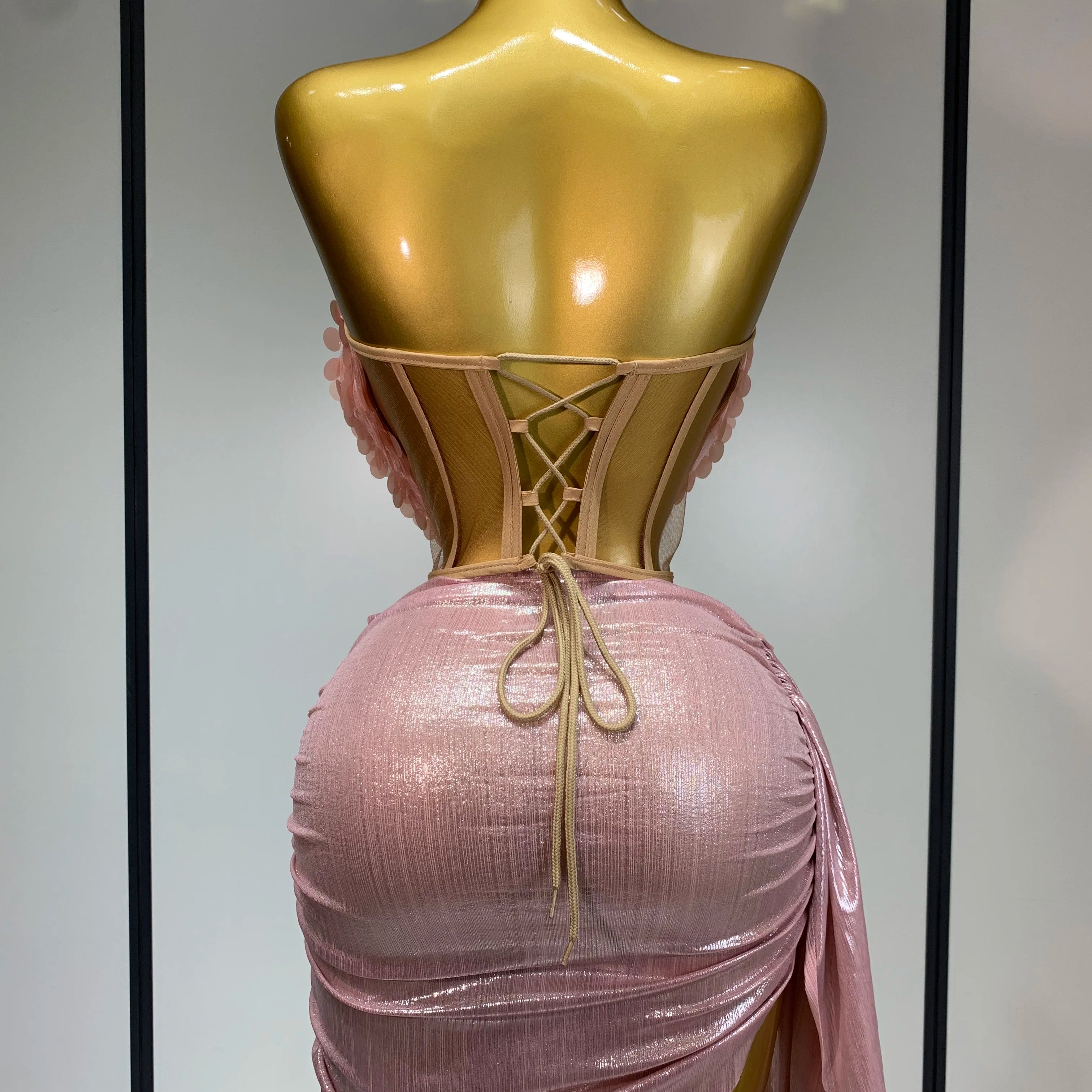 Sparkly Sequins Short Dress Women Sexy Party Evening Prom Celebrate Birthday Photo Shoot Two-piece set Nightclub Dance Costume