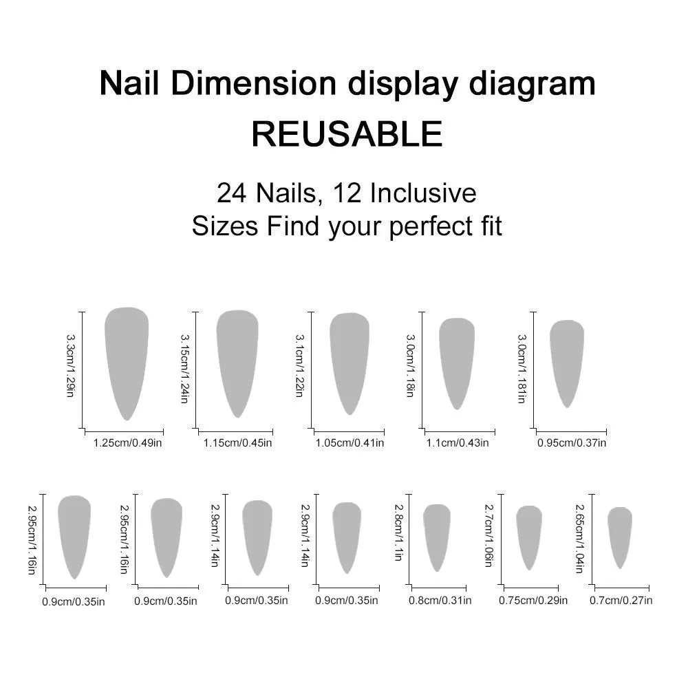 24pcs Gothic Dark Style Fake Nail Tips Punk Metal Butterfly Almond Press on Nail Wearable Detachable Spice Girl False Nails