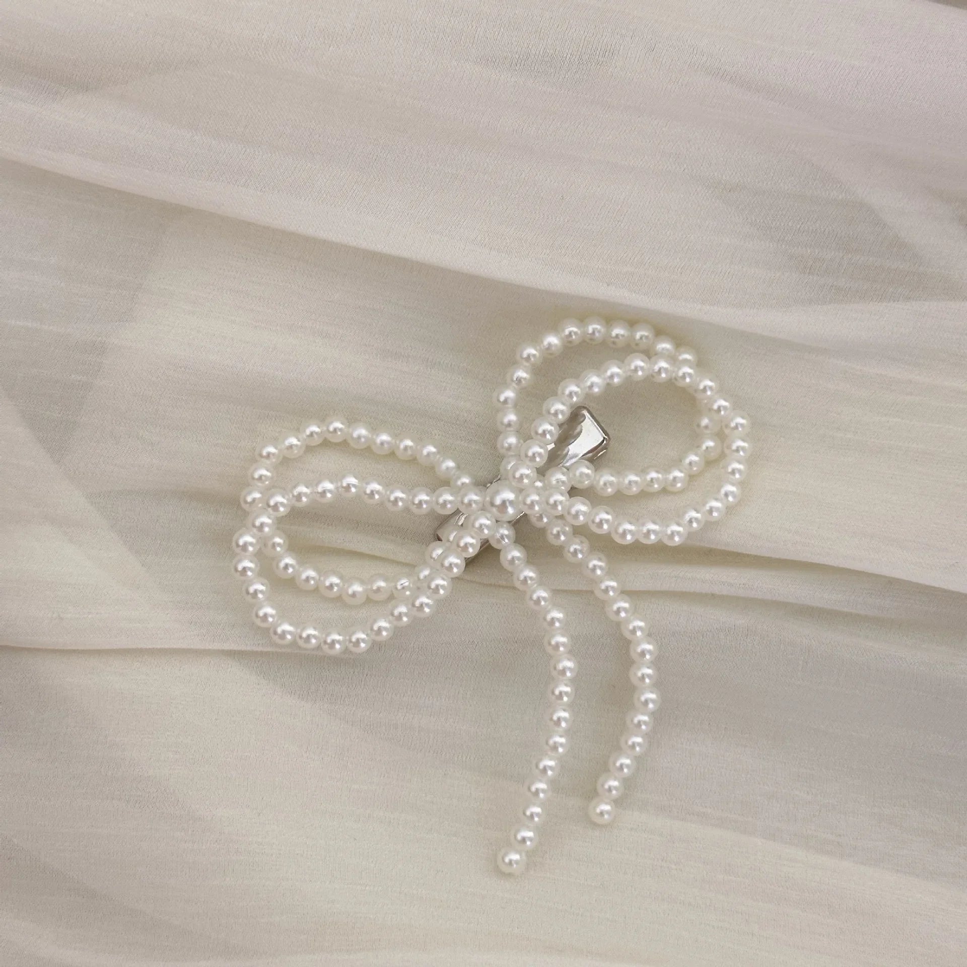 Butterfly hair clip pin bows accessories for women girl korean fairy pearl popular vintage Designer mini barrette Headdress Double layered bow