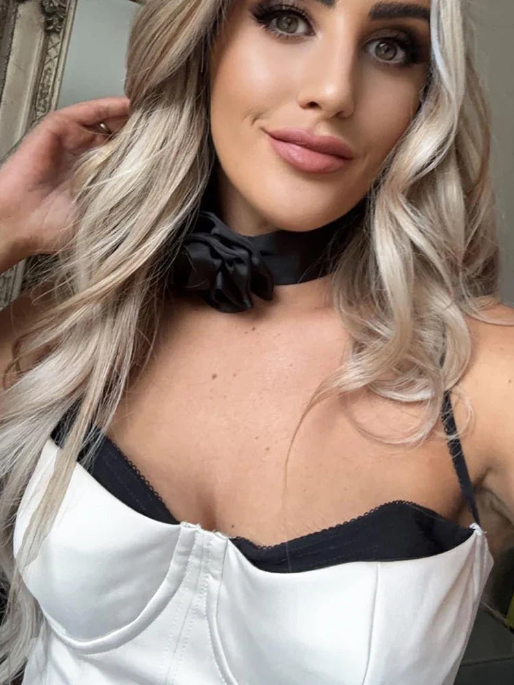 Mingmingxi Summer White Padded Cropped Top Mini Spaghetti Strap Bodycon Top for Holiday Party Highstreet Women Tops 2023