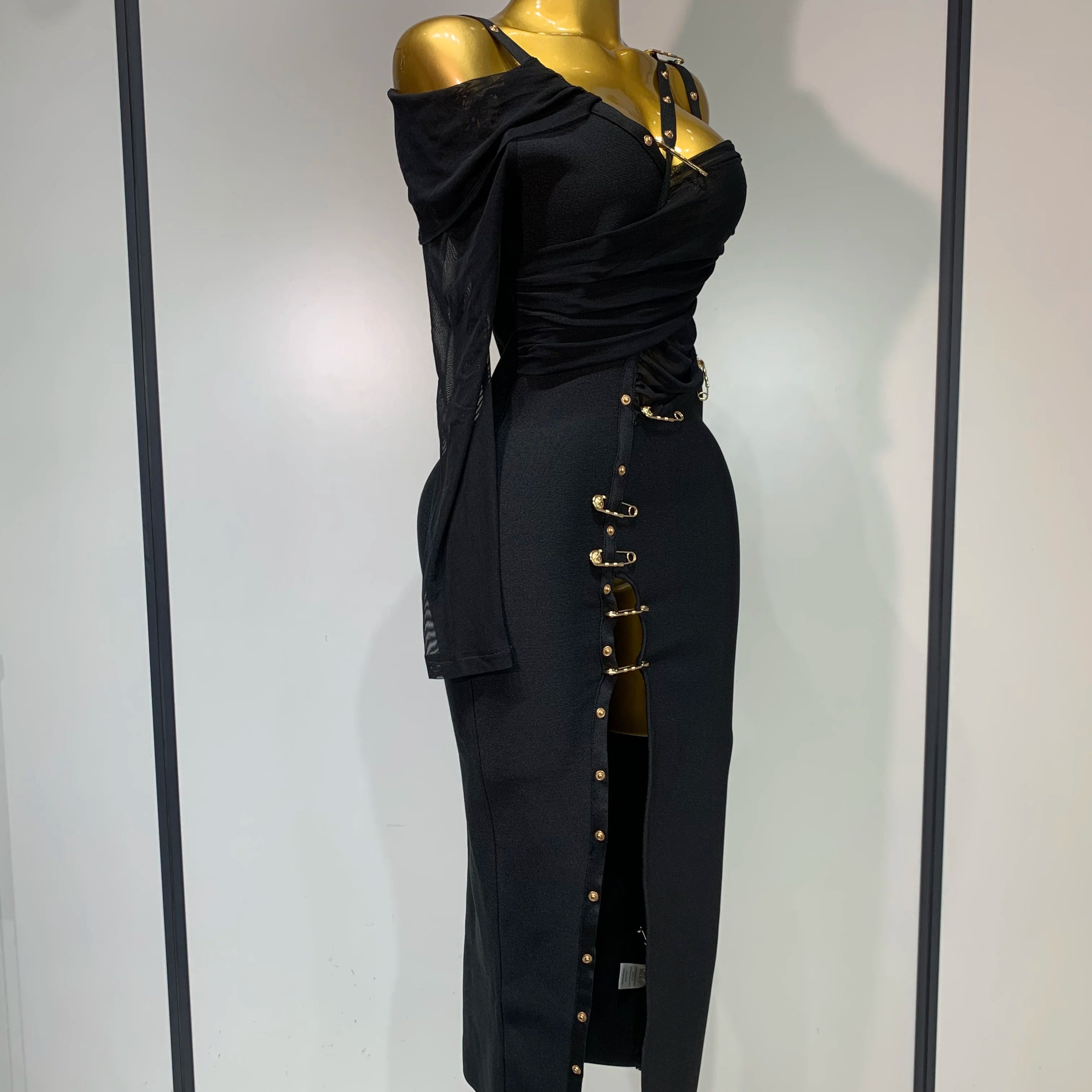 One Shoulder Long Sleeve Bodycon Bandage Dress Cocktail Evening Party Luxury Birthday Dress Celebrity Prom Gown