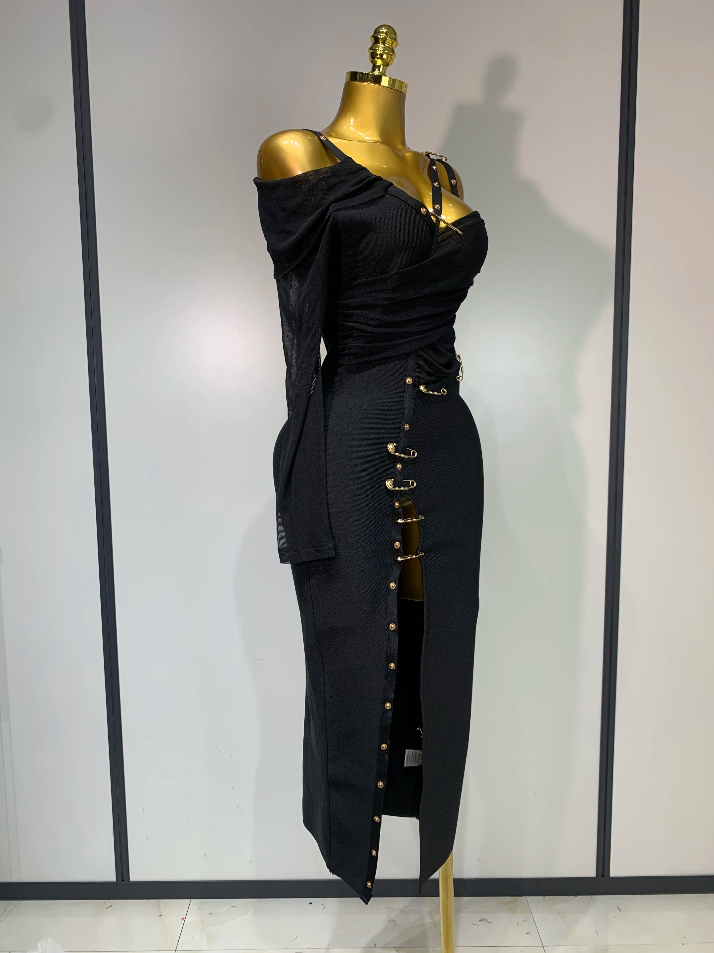 One Shoulder Long Sleeve Bodycon Bandage Dress Cocktail Evening Party Luxury Birthday Dress Celebrity Prom Gown