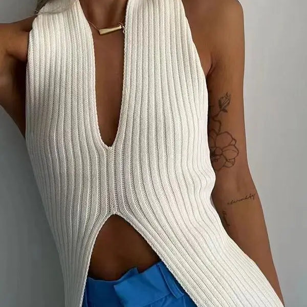 Heliar Women Ribbed Chic Design Tank Top Women Knitted Halter Sexy Tops Camis Tube Tops Women Summer WHITE F Fit 40-60kg