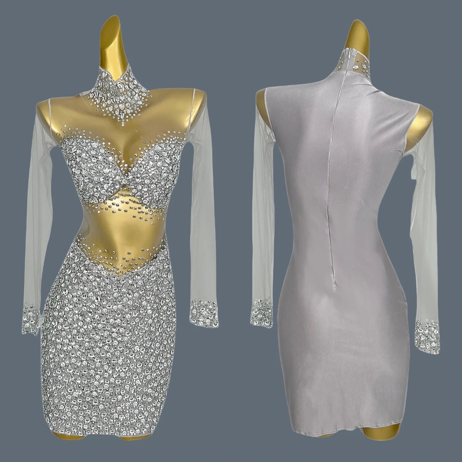 Luxury Red Diamante Short Cocktail Dress Sparkling Crystal Beaded Sexy Mini Dress Vestidos Para Eventos Especial Wangshazuan Silver