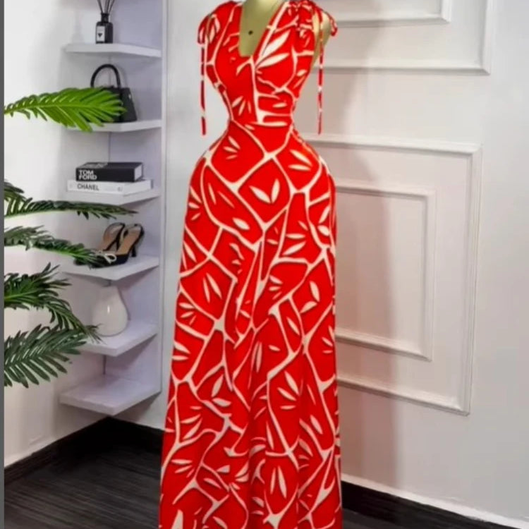 Women Tie Dye Printed Sleeveless Big Swing Maxi Long Dress 2025 Summer Holiday Birthday Sexy Club Party Evening Dresses SKY BLUE