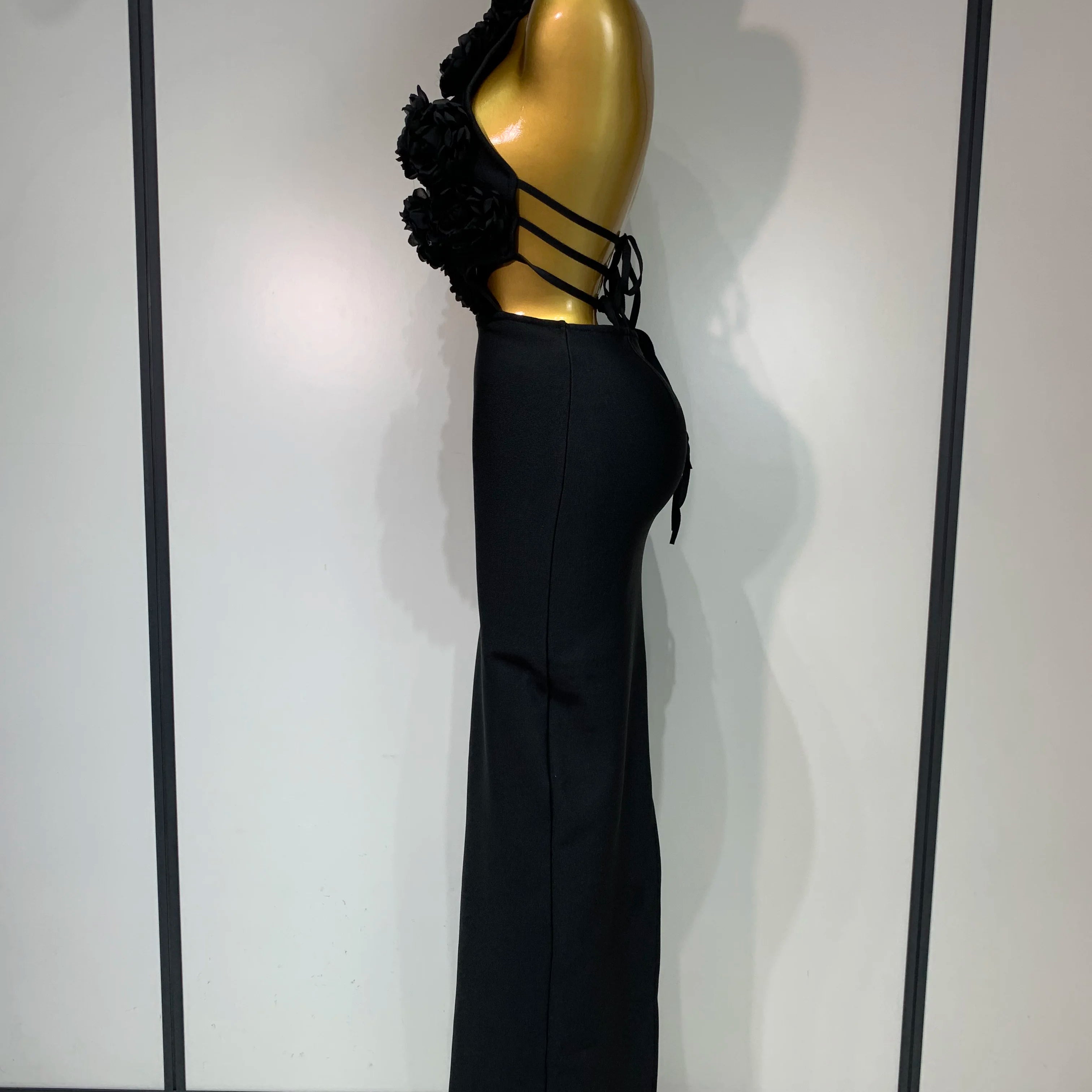 Women Sexy Halter Hollow Out Flowers Bodycon Bandage Dress Red Backless Celebirty Elegant Party Luxury Birthday Wedding Dresses