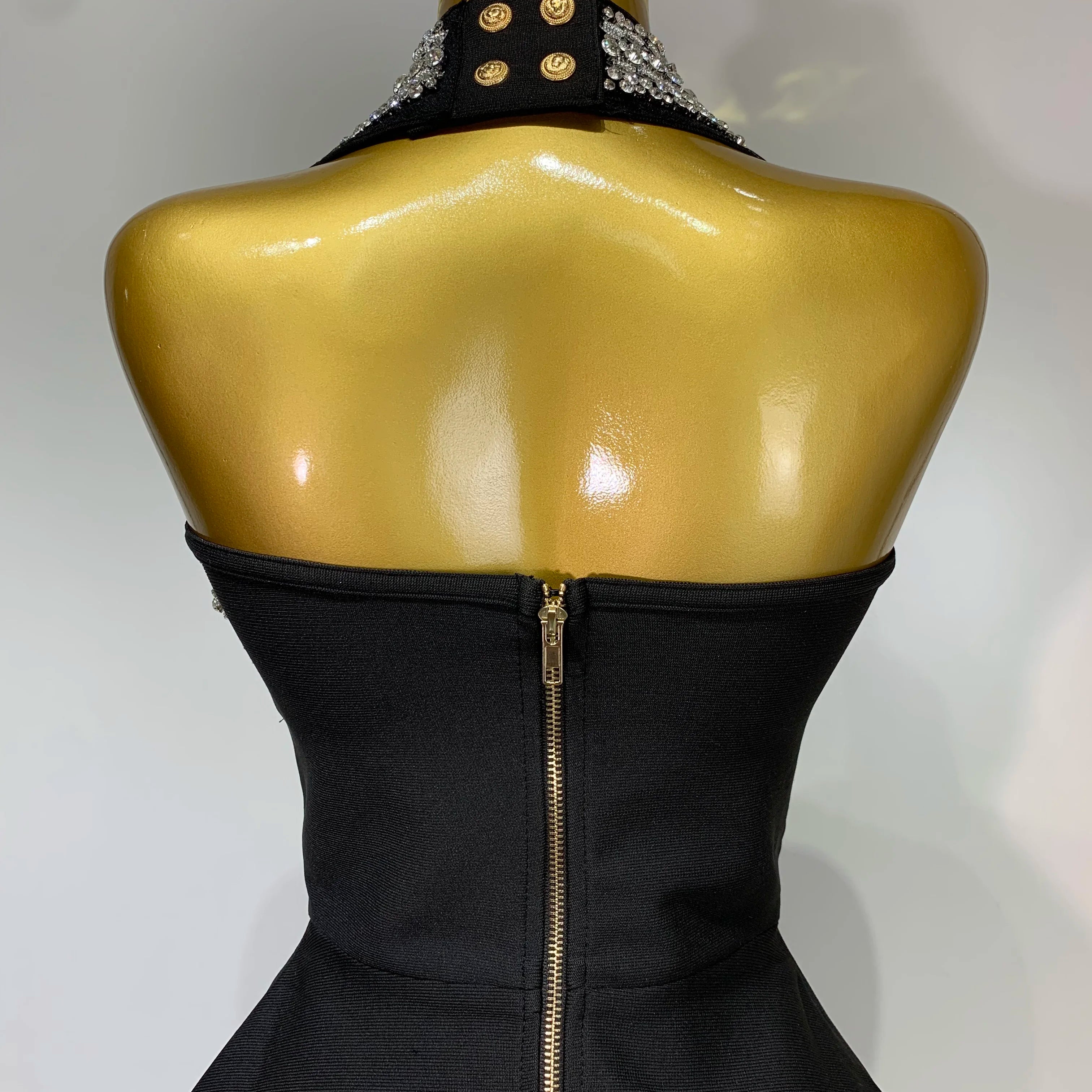 Fashion Women Luxury Party Dress Halter Sleeveless Backless Sparkly Rhinestone Bandage Dresses 2025 Elegant Evening Club Wear