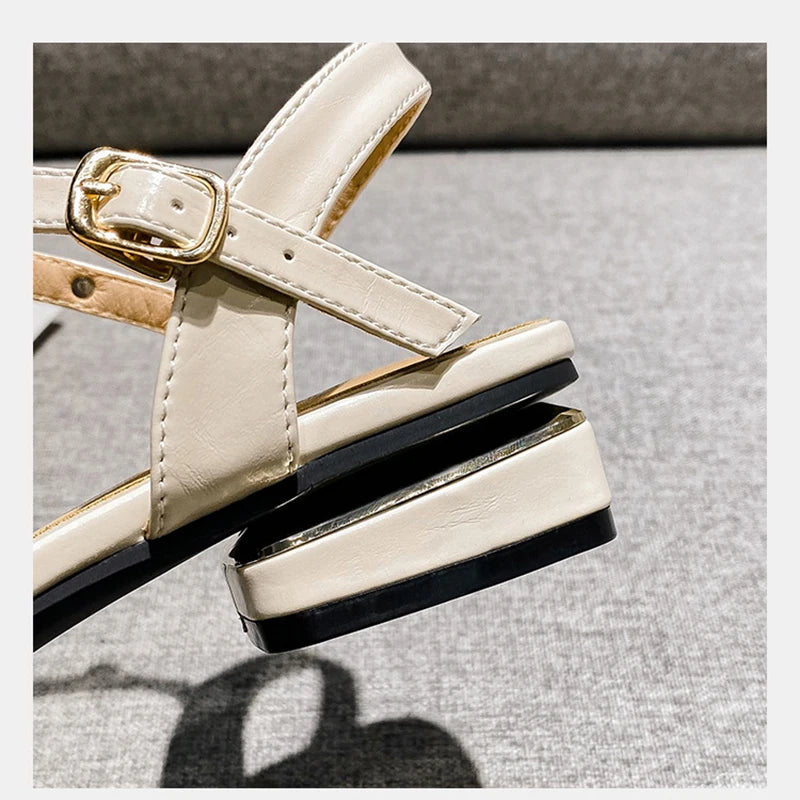 2023 Summer low heel women rivets sandals thin ribbon fashion Korean design girls shoes large size wear slippers free delivery