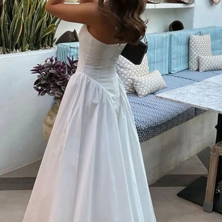 Women's High Waisted V-neck Lace Up Halter Dresses Sexy Sleeveless Backless A-line Dress Summer New Fashion Beach Vacation Robes