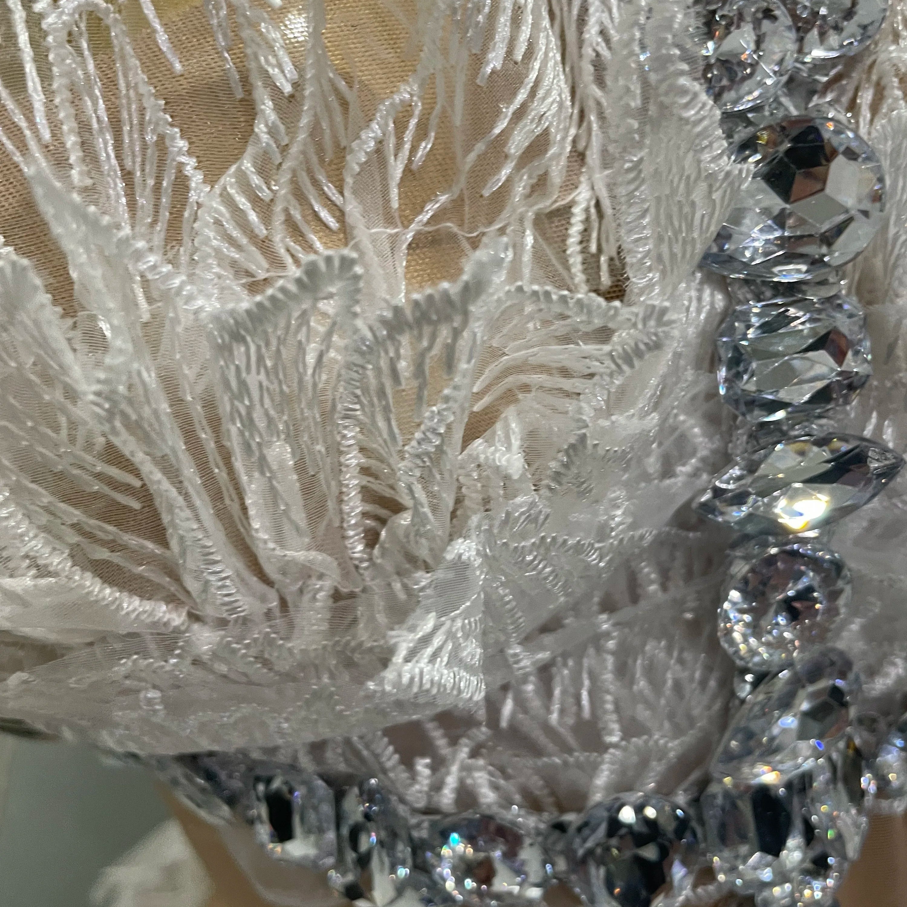 Sexy Shining Gold Crystal Transparent Wings Mini Dress 2025 Women Birthday Party Bar Nightclub Singer Stage Performance Costume