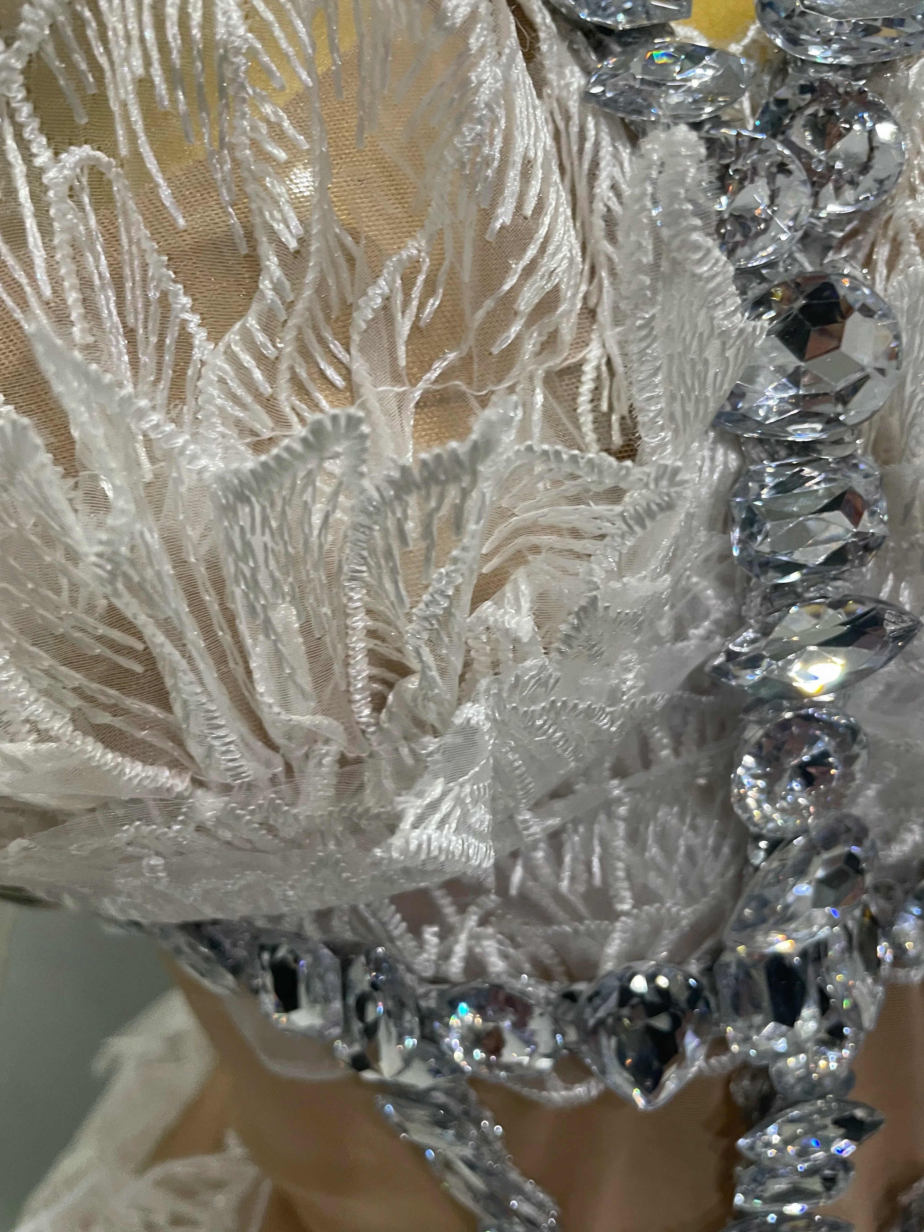 Sexy Shining Gold Crystal Transparent Wings Mini Dress 2025 Women Birthday Party Bar Nightclub Singer Stage Performance Costume