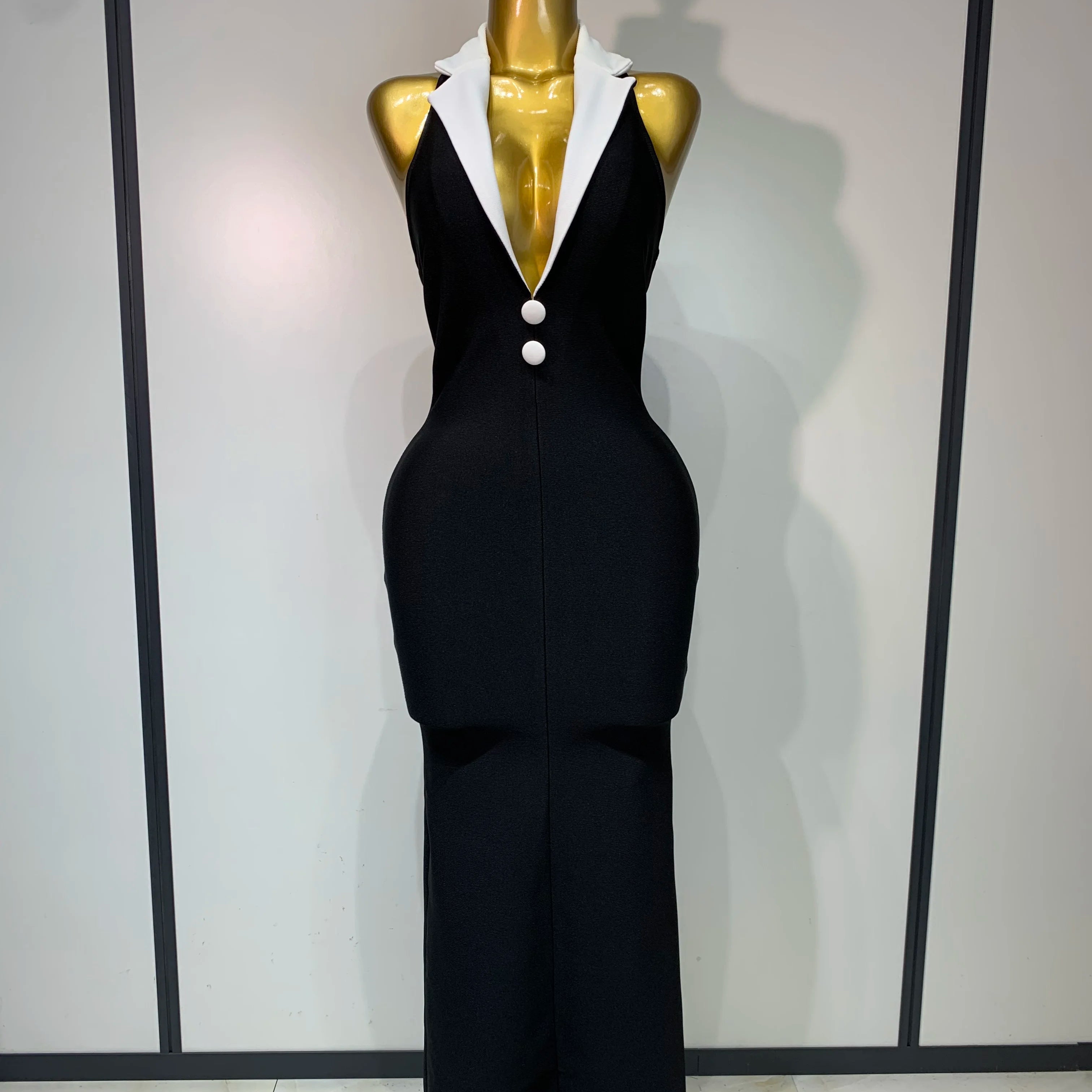 Sexy Halter Backless Maxi Dress For Women Celebrity Elegant Gown Sleeveless Bodycon Club Birthday Evening Party Wedding Dresses black