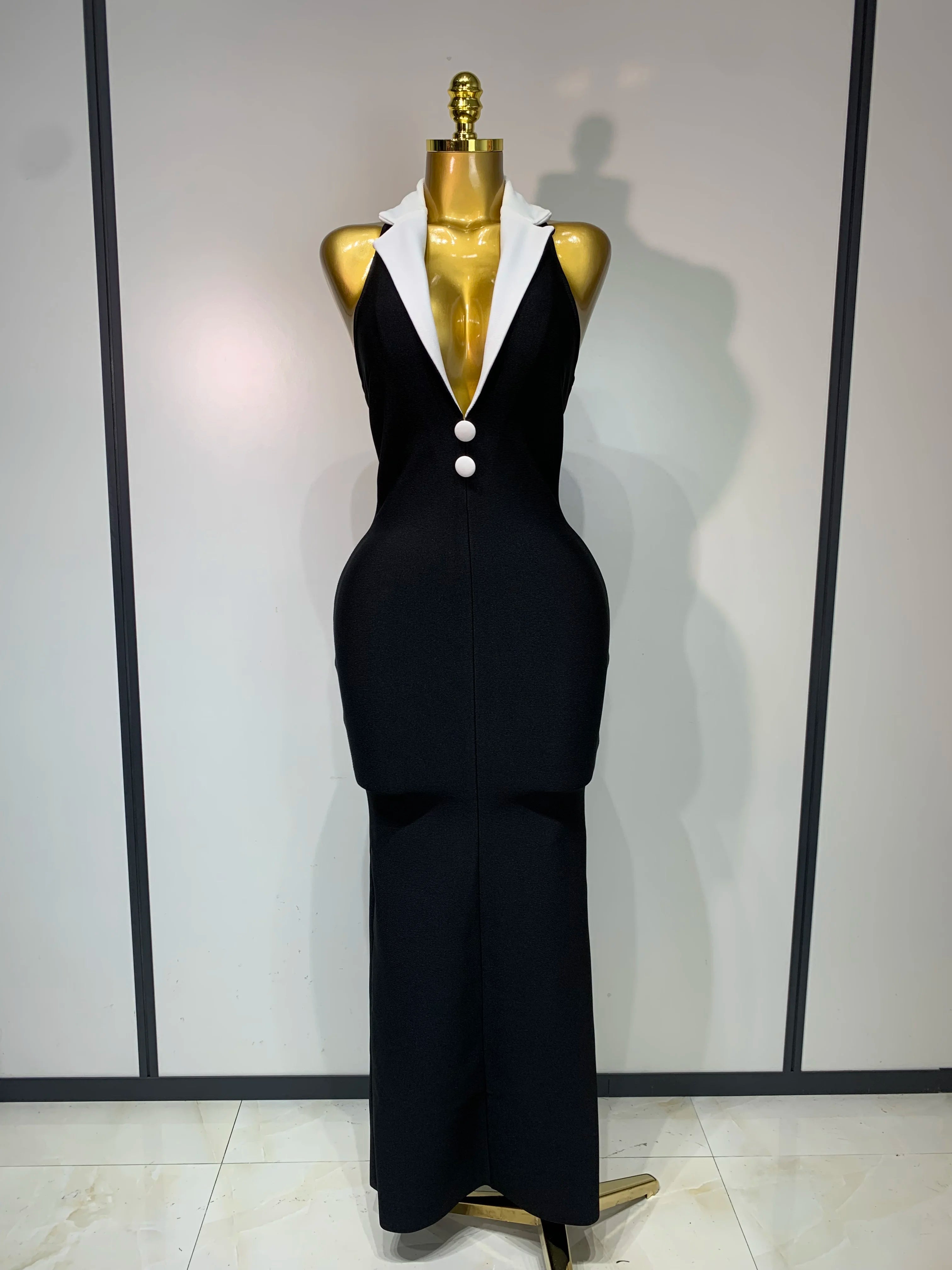 Sexy Halter Backless Maxi Dress For Women Celebrity Elegant Gown Sleeveless Bodycon Club Birthday Evening Party Wedding Dresses black