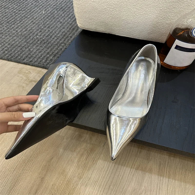 Eilyken Design Pointed Toe Wedges High Heels Women Pumps Silver Red Shoes Sexy Wedding Banquet Zapatos Mujer Silver
