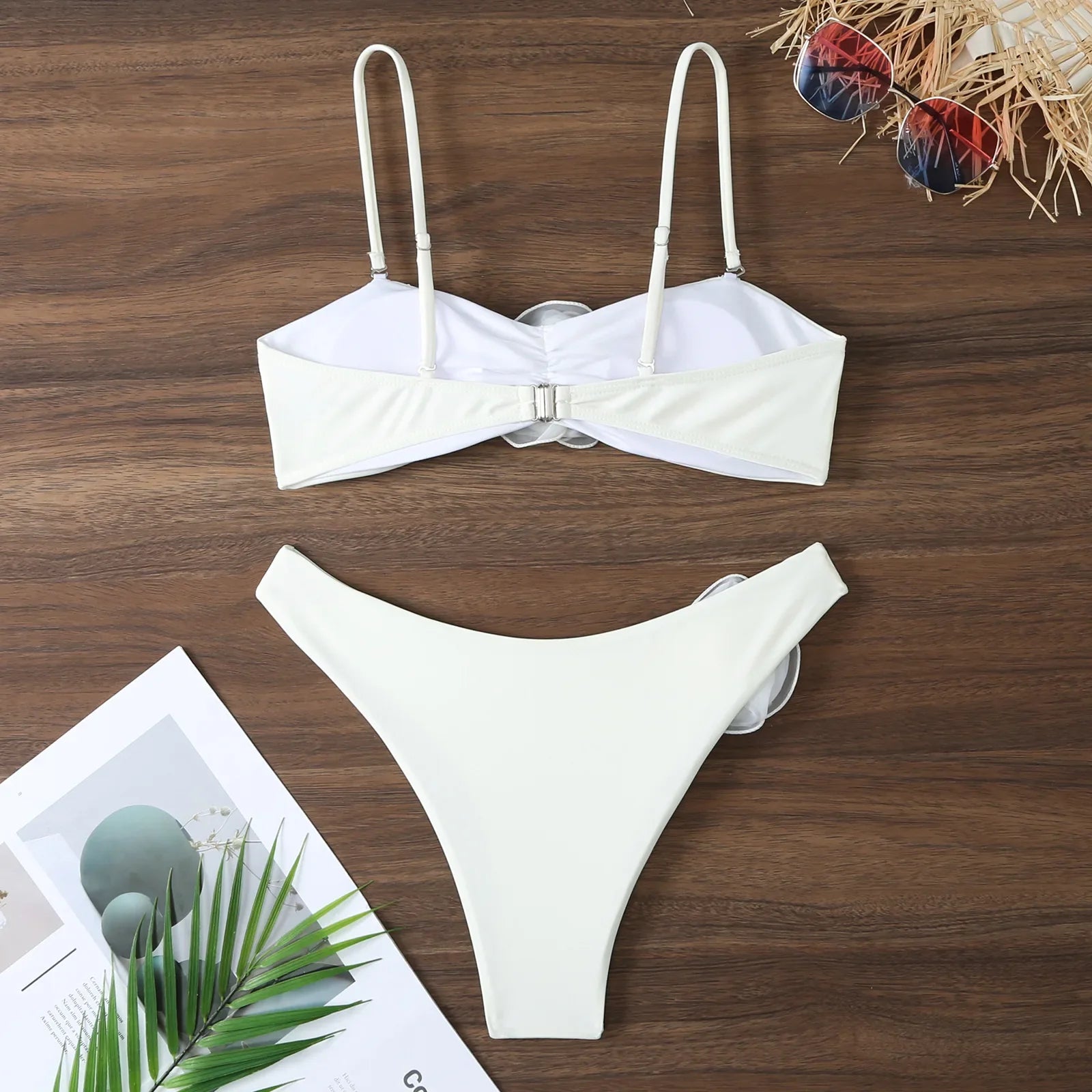 Sexy Women Swimsuit Lace Up Bikini Micro Bikinis Set Female Swimwear 3D Floral Bathing Suit Thong Biquini Swimming Suits