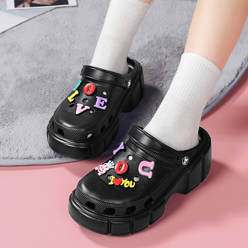 Summer Women Slippers 6cm Platform Sandals Outdoor Clogs Street Beach Slippers Massage Indoor Home Bathroom Slides Flip Flops