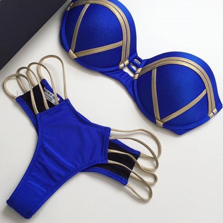 Push Up Swimwear Women Micro Bikinis Plus Size Blue