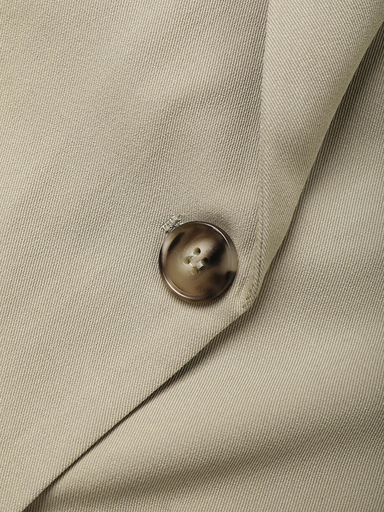 DEAT Fashion Women's Deconstructing Blazer Notched Collar Loose Single Breasted Apricot Suit Jackets Spring New 7AB368