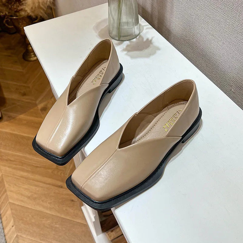 New spring women's outerwear shoes Square toe design Mary Jane shoes Women's casual low-heeled shoes Work boat shoes 41-43