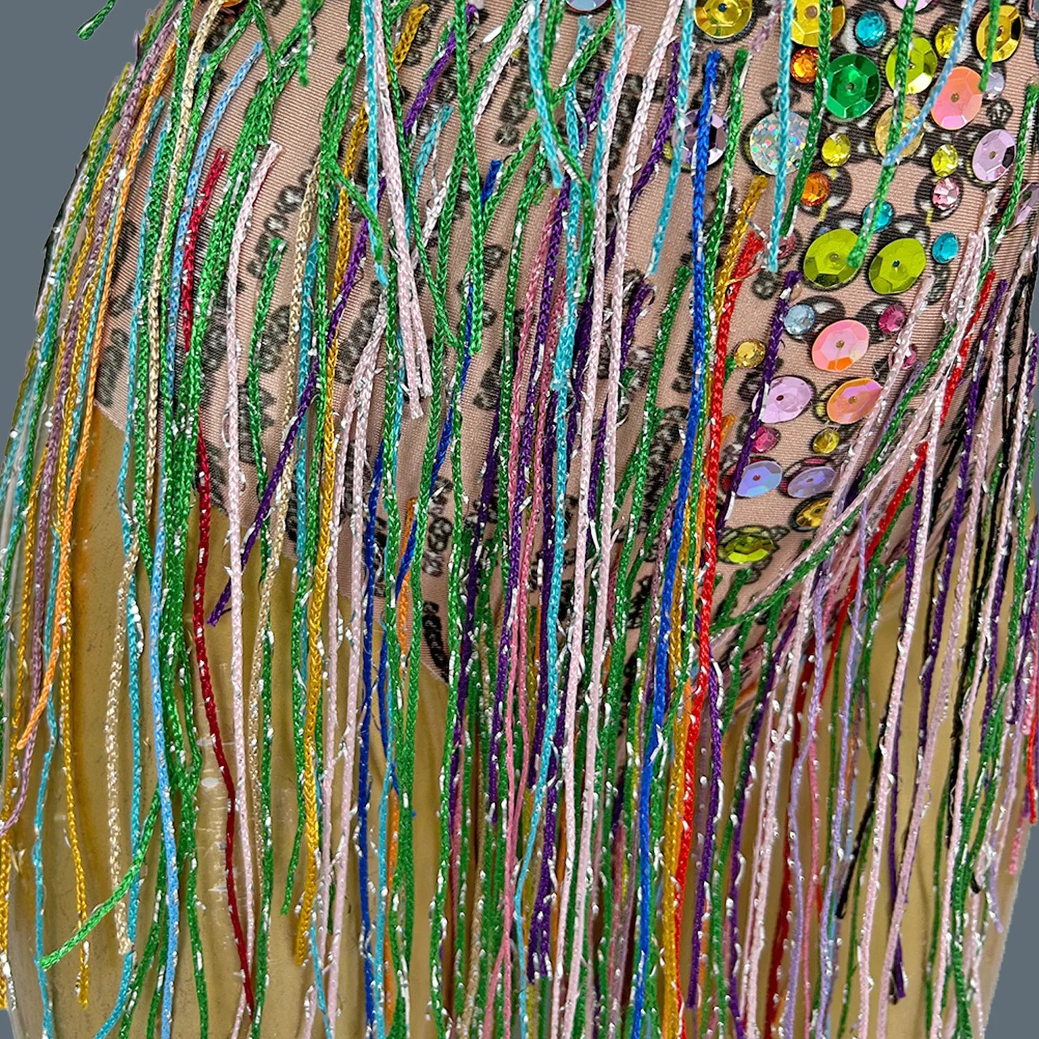 Women's Colourful Rhinestones Tassel Bodysuit Sequins Sleeveless Leotard Sexy Dance Stage Performance Birthday Party Wucaibinfen