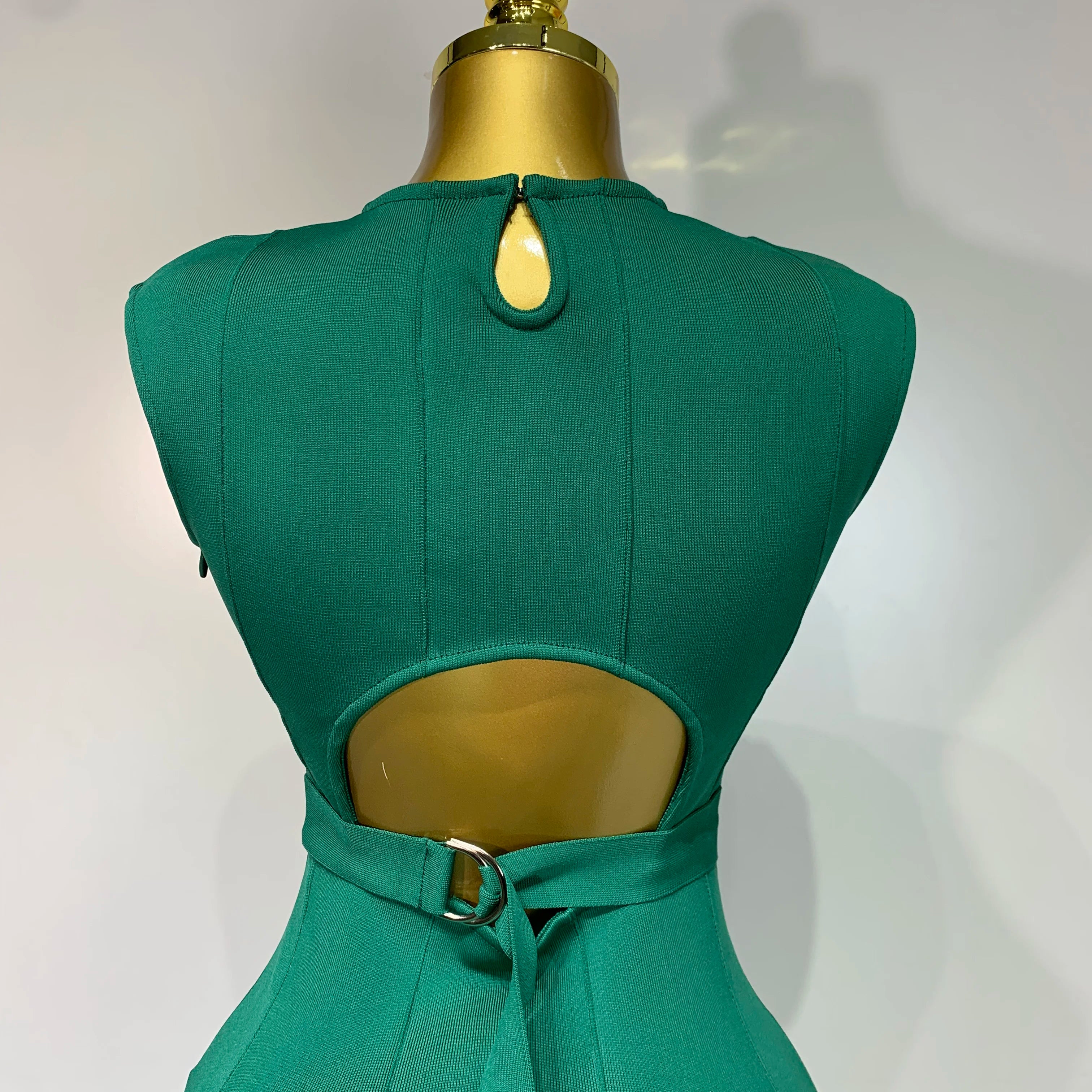 Luxury Birthday Dress Sexy O Neck Sleeveless Hollow Out Fringe Dress Women Green Slim Dresses Elegant Evening Party Club Gowns