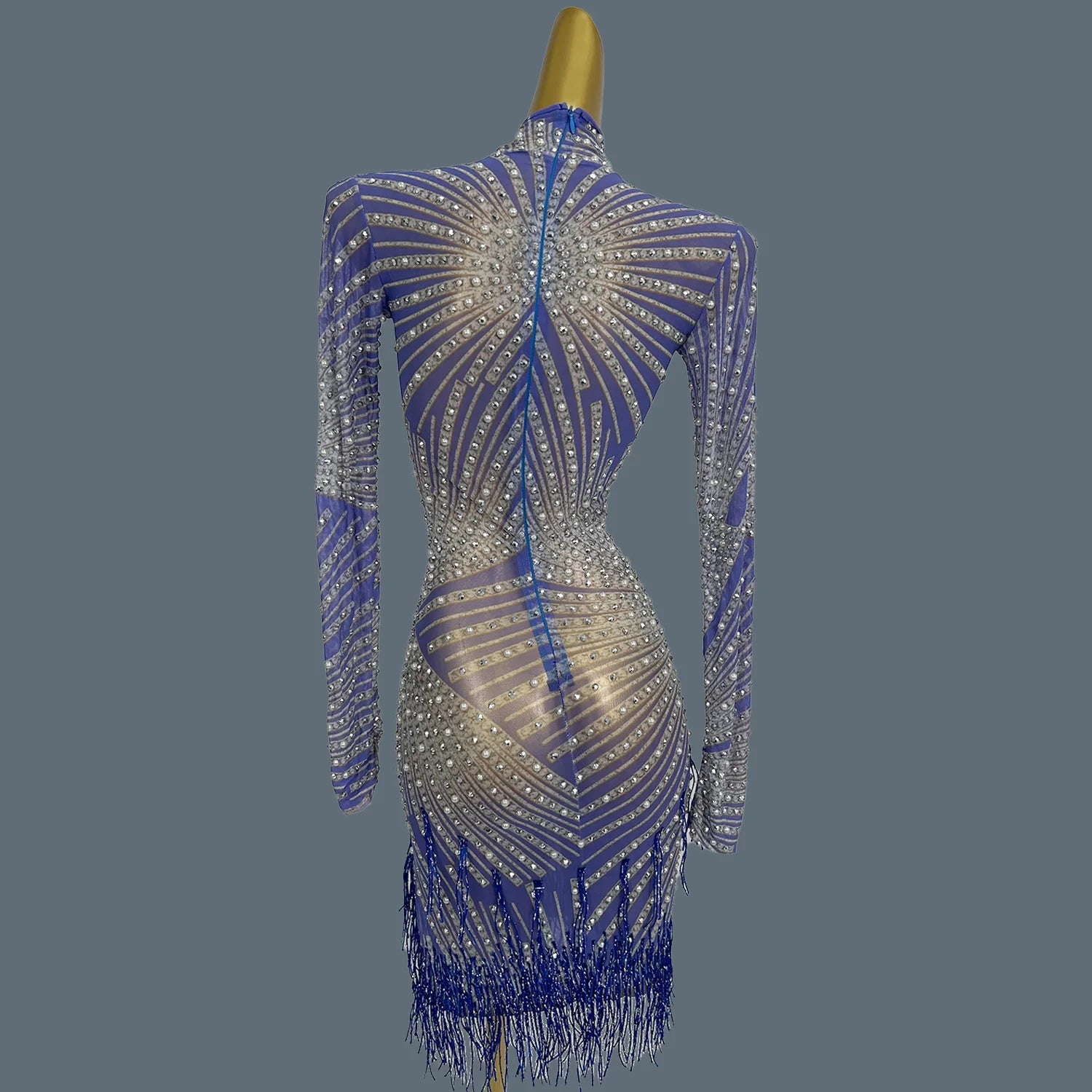 Sexy Sheer Mesh Latino Dance Dress For Women Party Club Night Stage Performance Sexy Costume Birthday Prom Bodycon Dress Zonglv