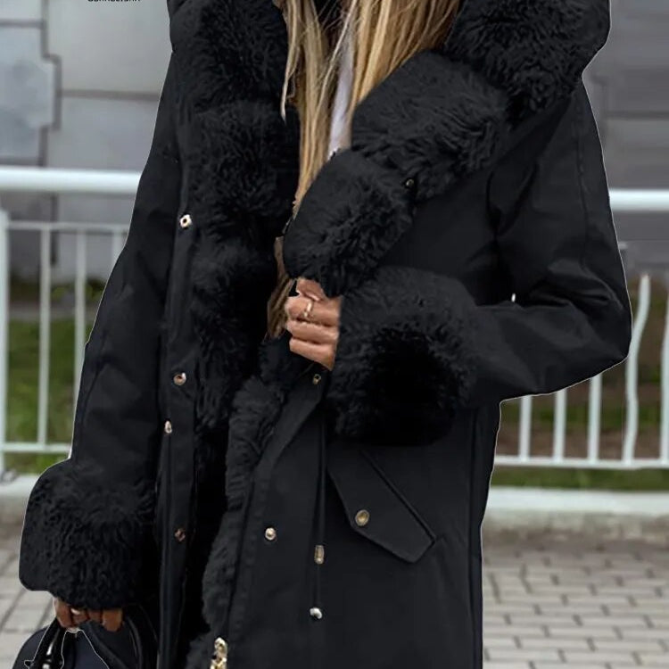 Women Detachable Woolen Collar Cotton Parks New In Hooded Warm Women's Cotton Jacket Zipper Fashion Coat Winter Clothes Women