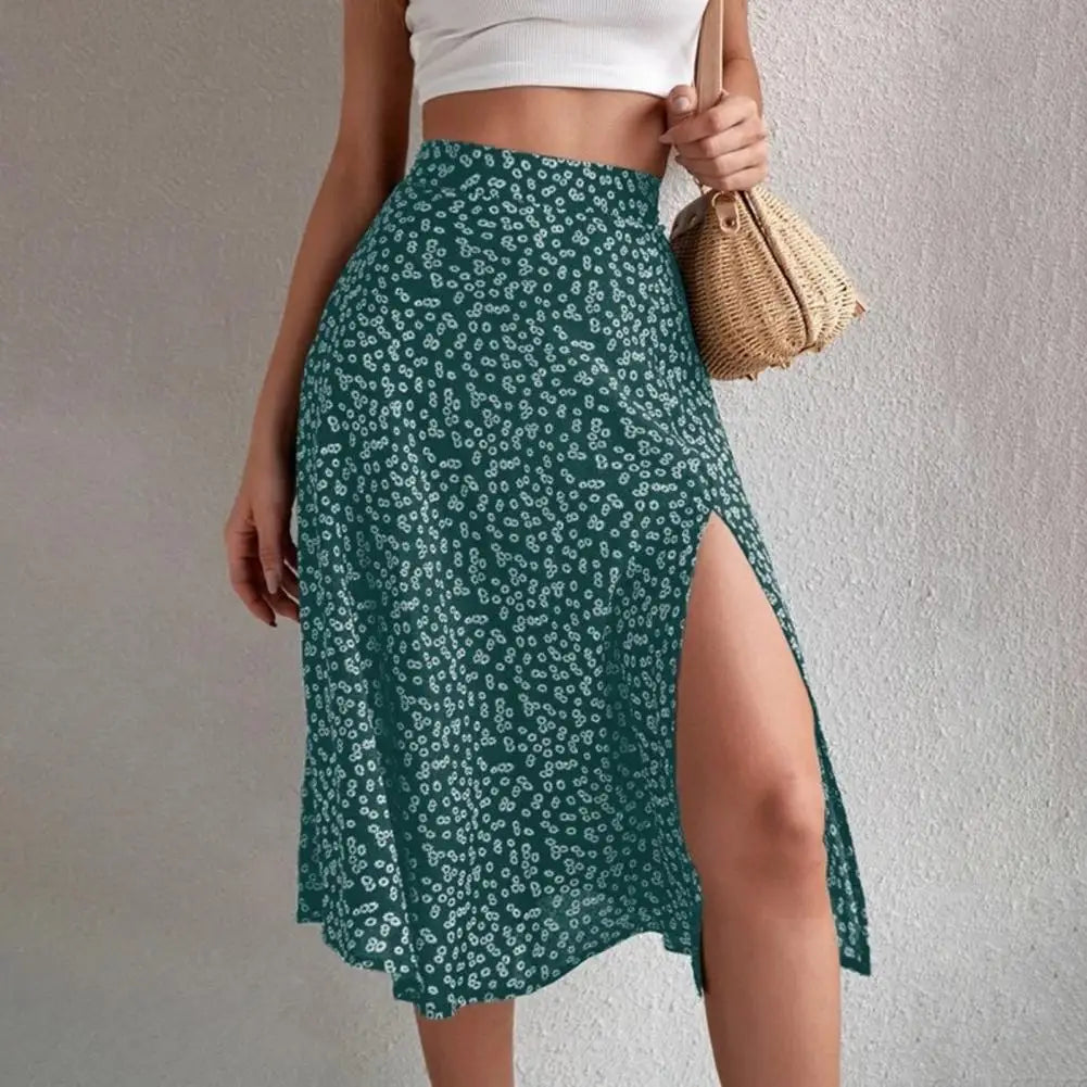 Summer Beach Skirt Trendy Thin A-line Colorfast Summer Beach Skirt Women Garment Lady Midi Skirt Lady Skirt
