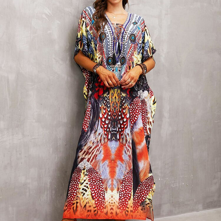 Plus Size Beach Cover Up Robe Plage Pareo Long Dress Summer Beachwear Swimsuit Cover Up Tunic For Beach Kaftan Dress Color 15 One Size