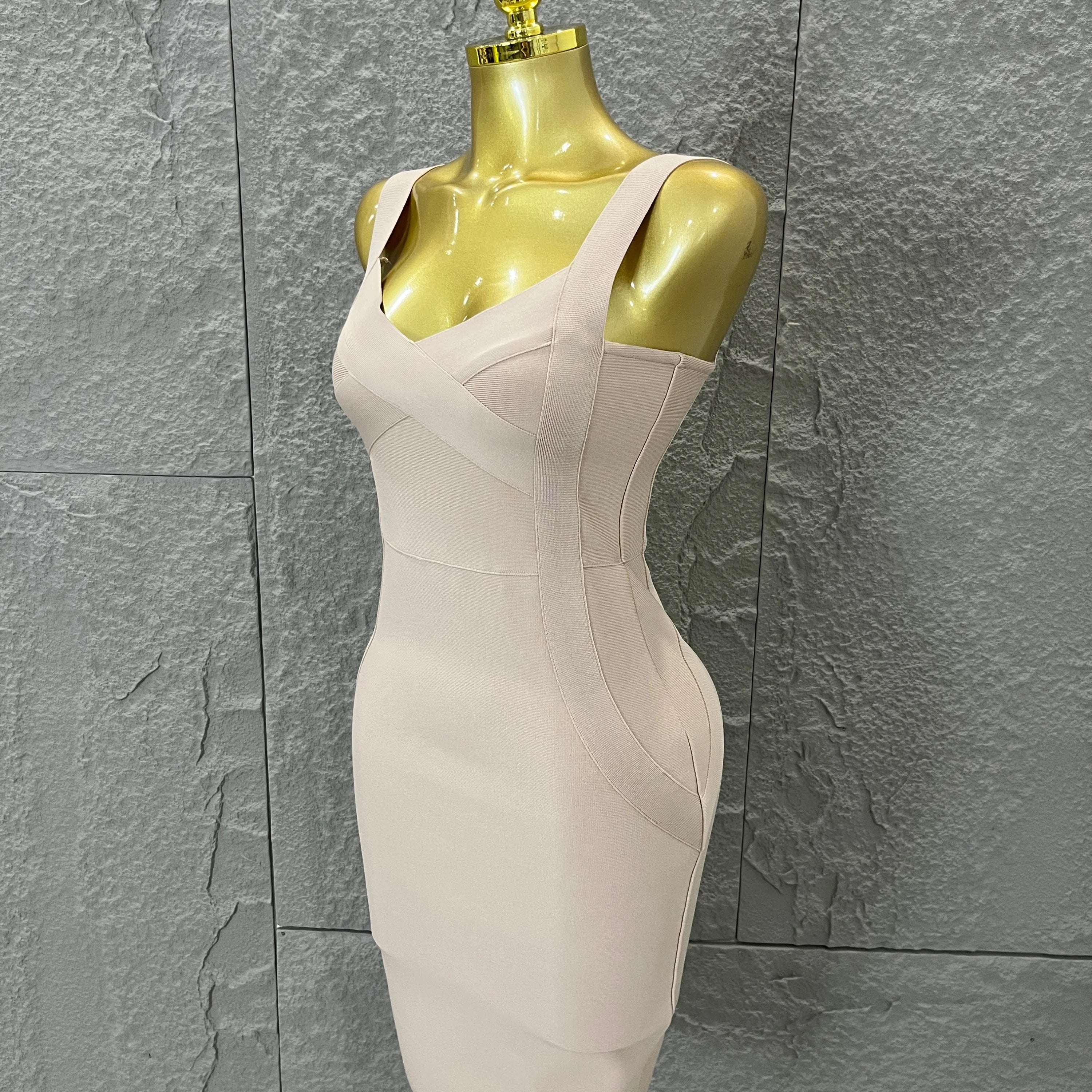 Elegant Sweetheart Neck Bandage Dress Crisscross Bust Slim Fit Midi Evening Banquet Formal Dinner Wedding Guest Cocktail Outfit