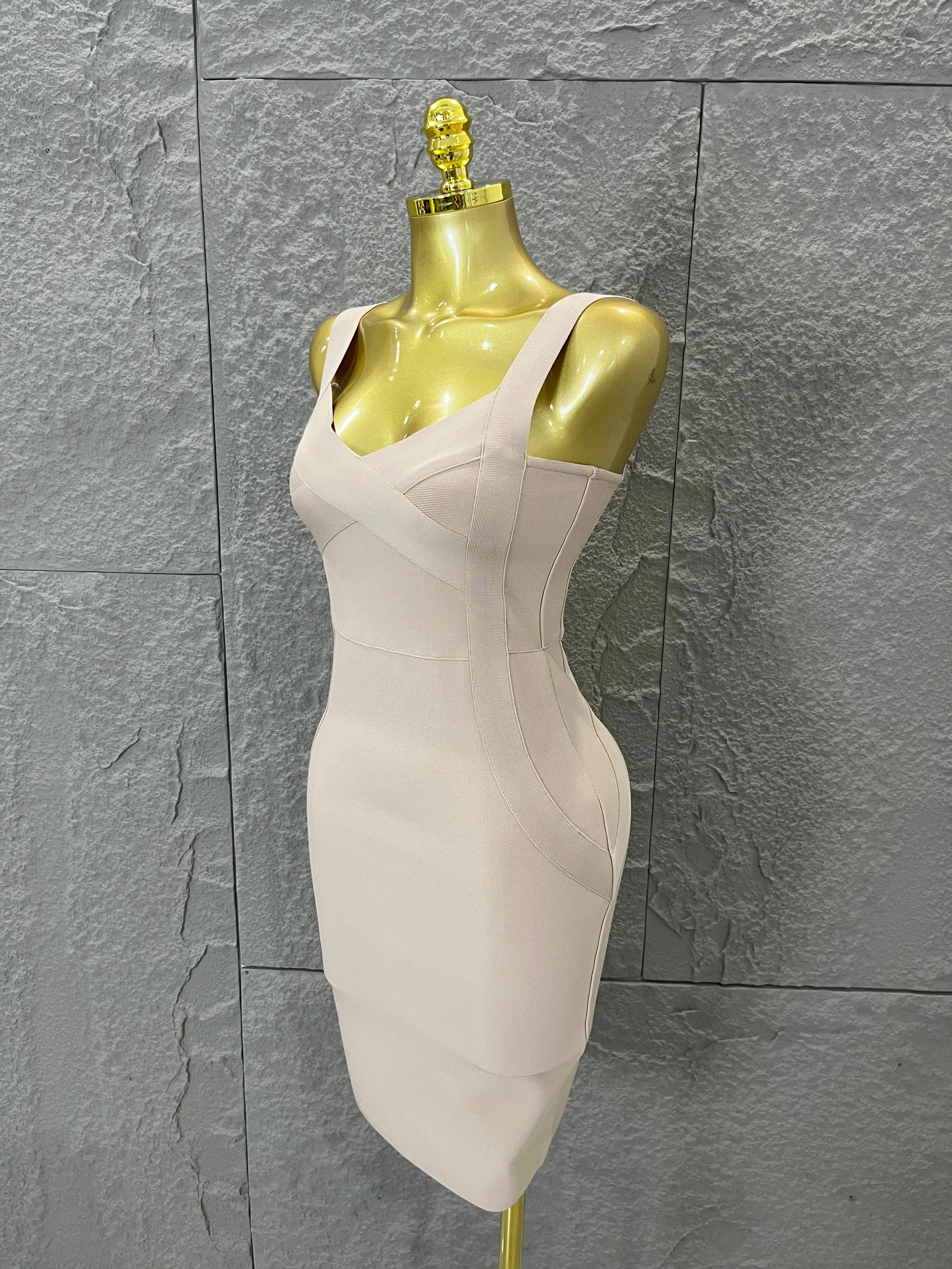 Elegant Sweetheart Neck Bandage Dress Crisscross Bust Slim Fit Midi Evening Banquet Formal Dinner Wedding Guest Cocktail Outfit