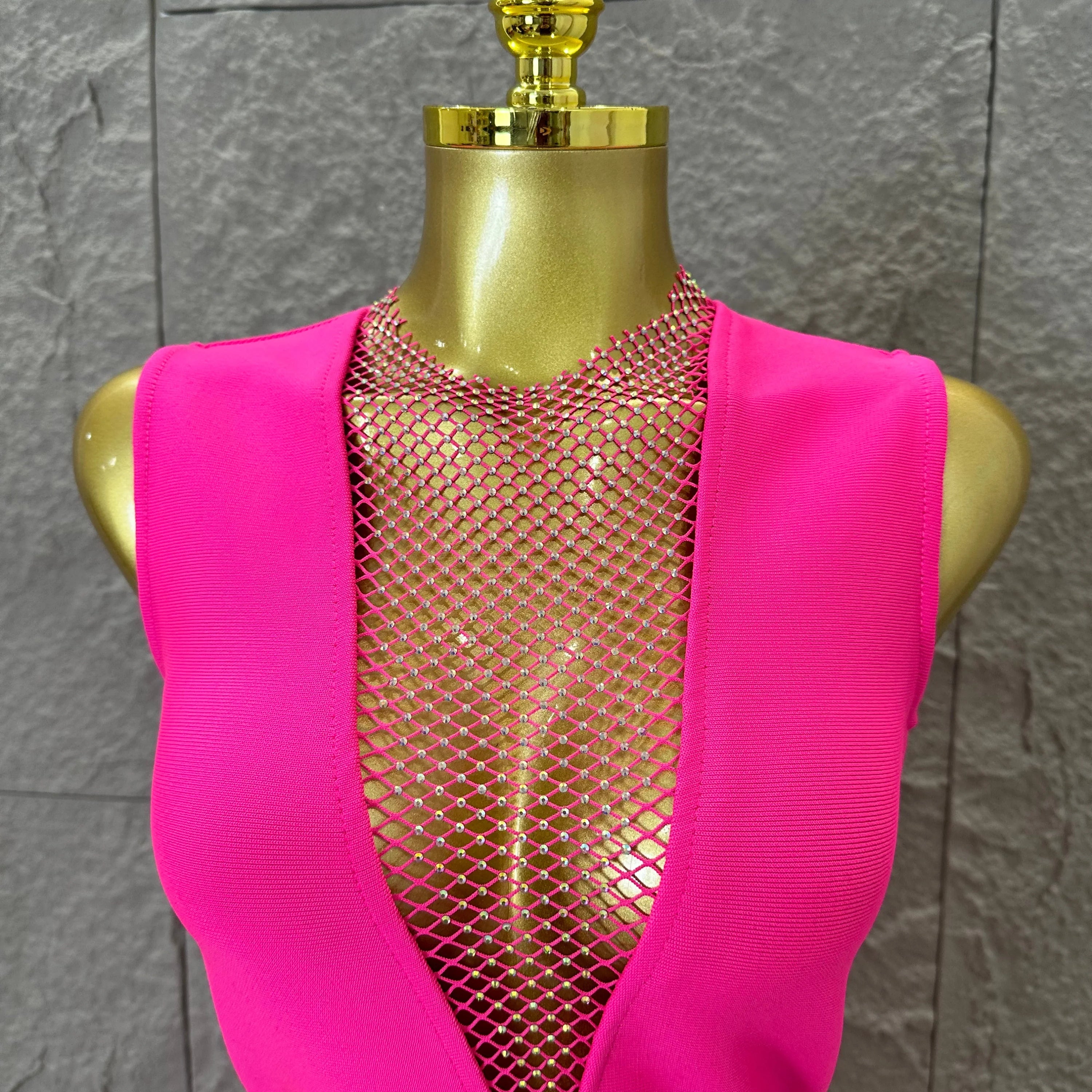 Hot Pink Women Sexy Bandage Dress Women Party Dress Bodycon Elegant Sexy Evening Birthday Club Outfits Cocktail Party