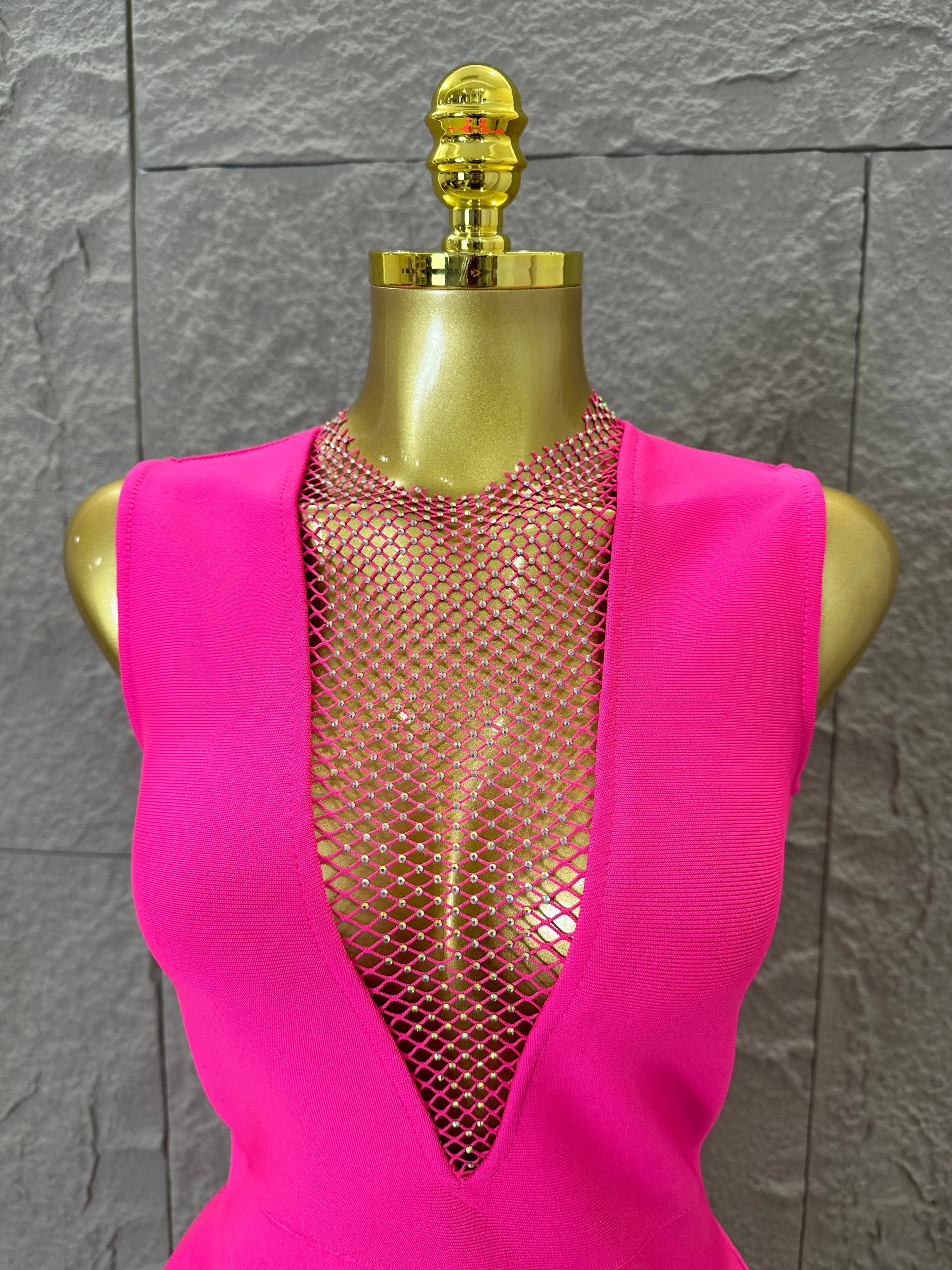 Hot Pink Women Sexy Bandage Dress Women Party Dress Bodycon Elegant Sexy Evening Birthday Club Outfits Cocktail Party