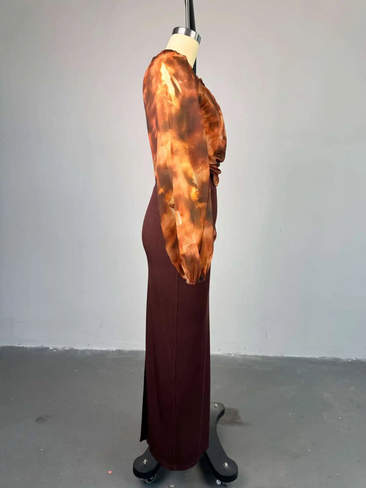 Fashion Elegant Mesh Printed Women Set Street Tops + High Waist Long Skirts Suits Party Birthday Two 2 Piece Sets Dress