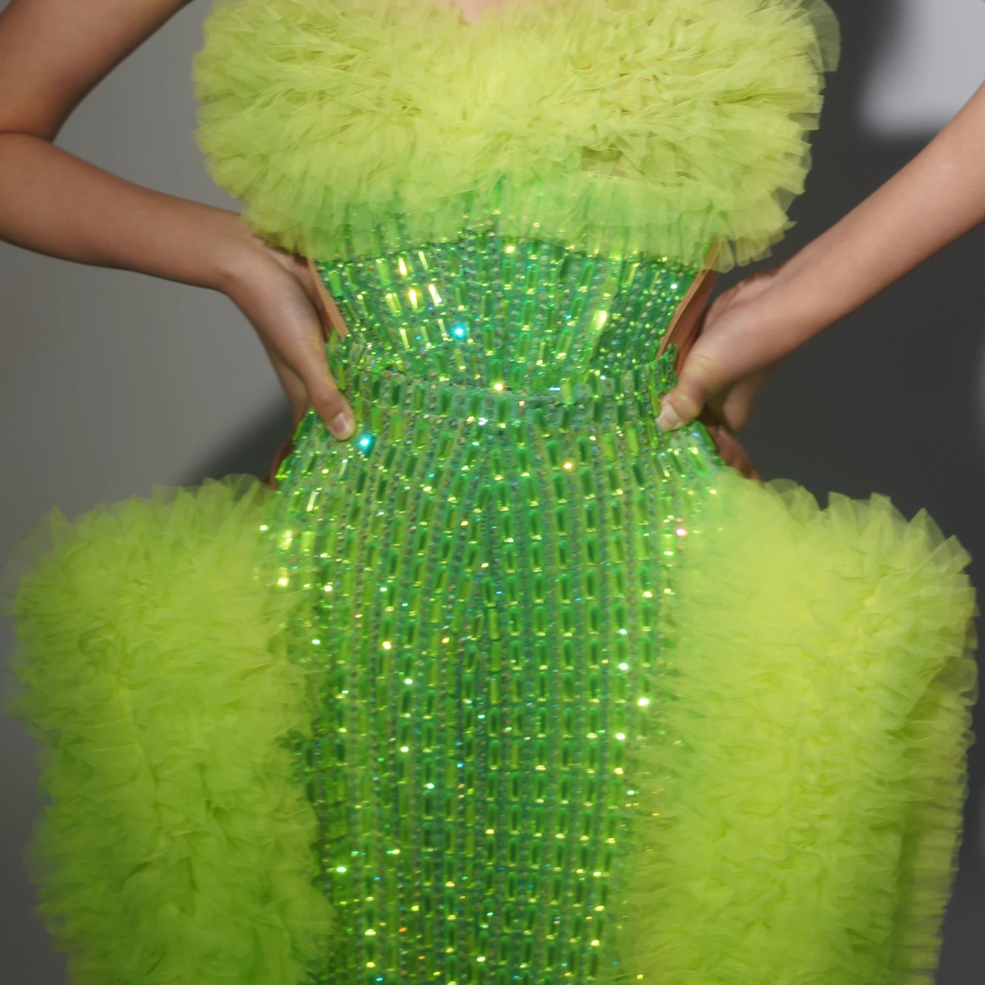 Women Sexy Strapless 2 Pieces Ruffles Bodycon Long Dress Bar Singer Celebrate Performance Costume Stage Wear