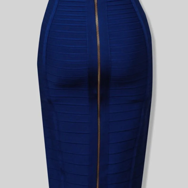 Shipping Plus Size XL XXL Summer Fashion Sexy Zipper Bandage Skirt 2022 Designer A Line Bodycon Pencil Skirt Faldas 58cm Blue