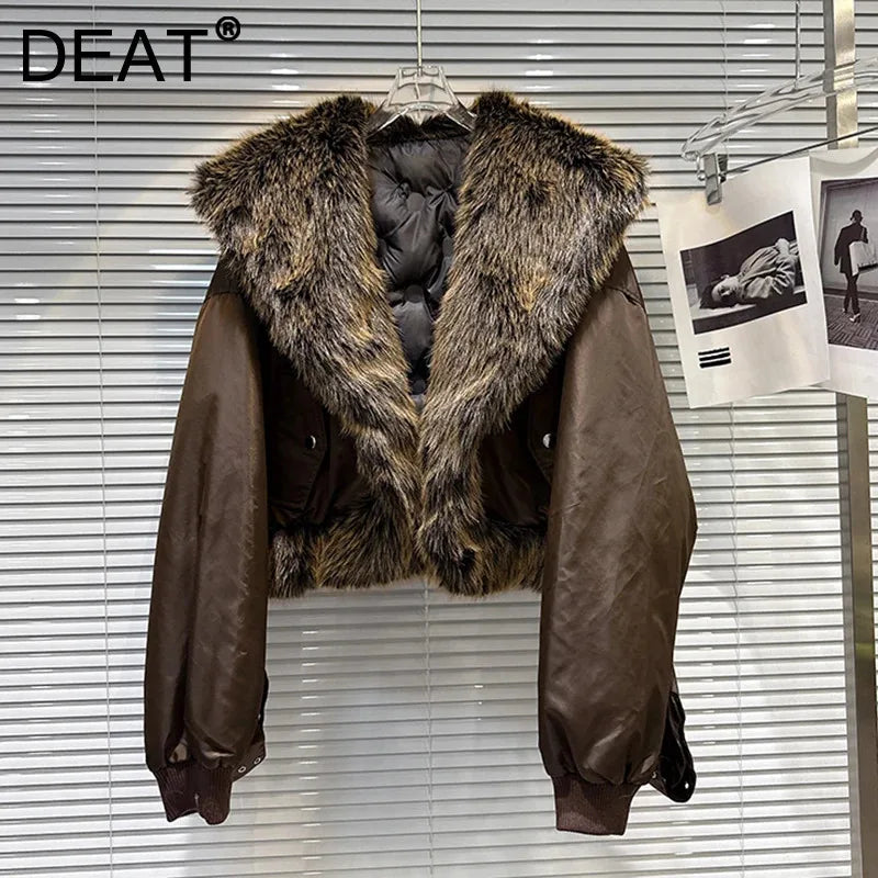 Winter New Trendy Fashion Big Fur Collar Motorcycle Style Warm Jacket For High Quality Cotton-padded Coat 11A07509