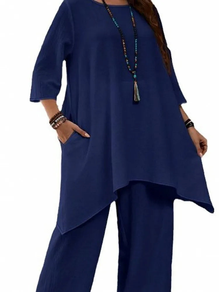 2 Piece Women Sets 2025 Plus Size Spring Autumn Matching Sets Top And Pants Suits Outfits Oversized Clothing